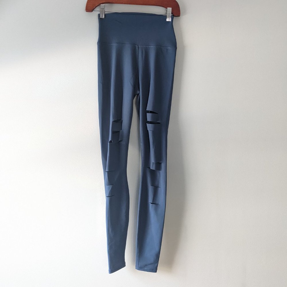 Alo Yoga | High-Waist Ripped Warrior Legging Eclipse Blue Size XS